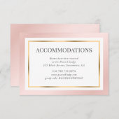 Roze Gold Blush legant Wedding Accommodatie Informatiekaartje (Voorkant / Achterkant)