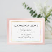 Roze Gold Blush legant Wedding Accommodatie Informatiekaartje (Staand voorkant)