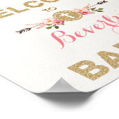 Roze Gold Boho Dreamweaver Floral Baptism Welkom Poster (Hoek)