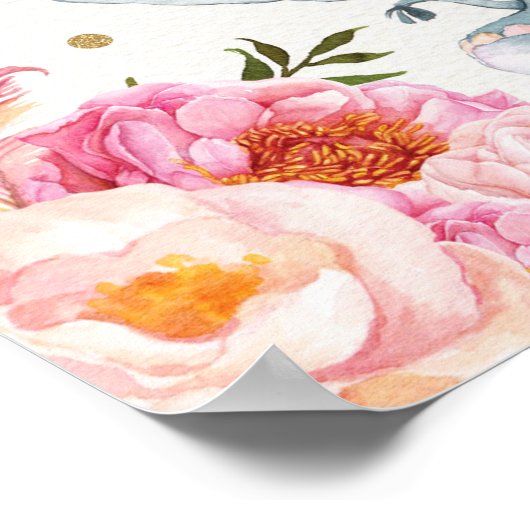 Roze Gold Boho Elephant Nursery Wall Art afdrukken Poster (Hoek)