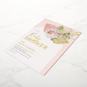 Roze Gold Boho Floral Arch Real Folie Uitnodiging (Gedraaid)