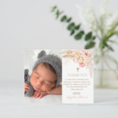 Roze Gold Boho Girl Christening Hartelijk dank Bedankkaart (Staand voorkant)