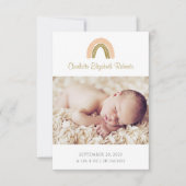 Roze Gold Boho Rainbow Birth Announcement Card Kaart (Voorkant)