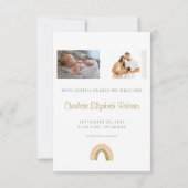 Roze Gold Boho Rainbow Birth Announcement Card Kaart (Achterkant)