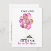 Roze Gold Book Launch Party Invitation Briefkaart (Voorkant / Achterkant)