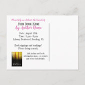 Roze Gold Book Launch Party Invitation Briefkaart (Achterkant)