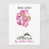 Roze Gold Book Launch Party Invitation Briefkaart (Voorkant)