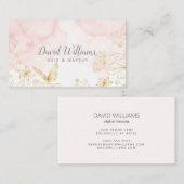 Roze Gold Botanische Kunst Vloeibare Waterverf Visitekaartje (Voorkant / Achterkant)