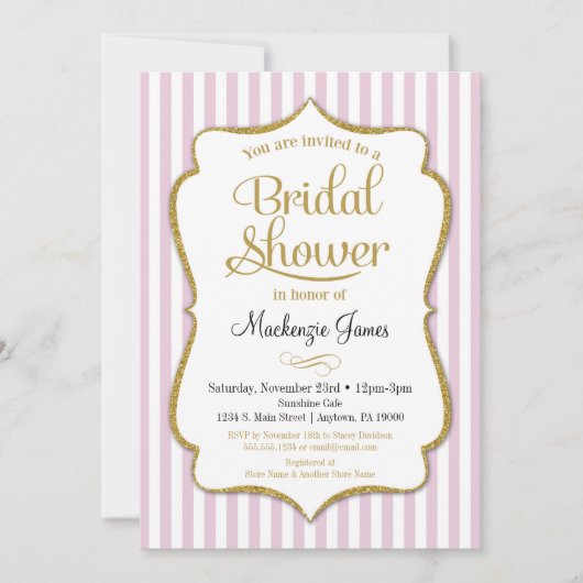 Roze Gold Bridal Shower Uitnodiging legant (Voorkant)