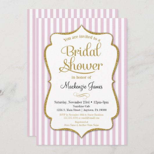 Roze Gold Bridal Shower Uitnodiging legant (Voorkant / Achterkant)