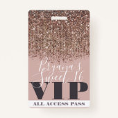 Roze Gold Bronze Glitter Glam Sweet 16 VIP Pass Badge (Achterkant)