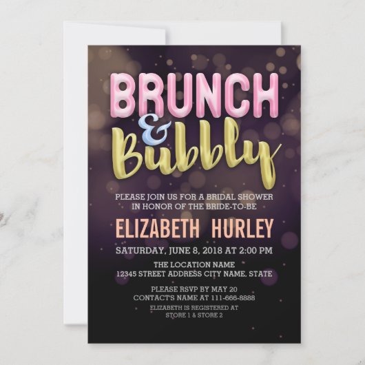 Roze Gold Brunch & bubel Bridal Shower Invitation Kaart (Voorkant)