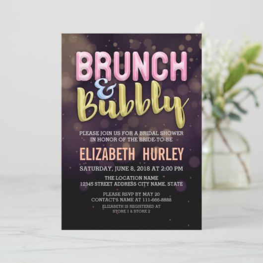 Roze Gold Brunch & bubel Bridal Shower Invitation Kaart (Staand voorkant)