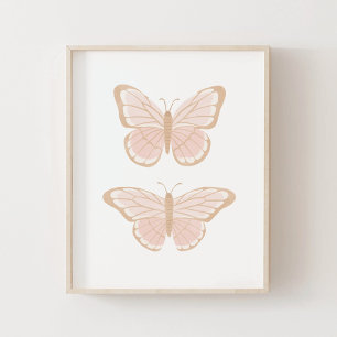 Roze Gold Butterfly Girls Room Decor Poster