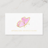 Roze Gold Butterfly Lash Nazorginstructies Visitekaartje (Voorkant)