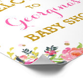 Roze Gold Butterfly Waterverf Flower Welcome Poster (Hoek)