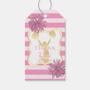 Roze   Gold Cheer Cheerleader Teen Birthday Party Cadeaulabel