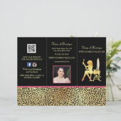Roze Gold Cheetah drievoudig productprijsbrochure (Staand voorkant)