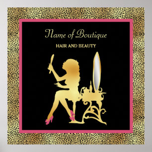 Roze Gold Cheetah print Beauty Boutique Sign