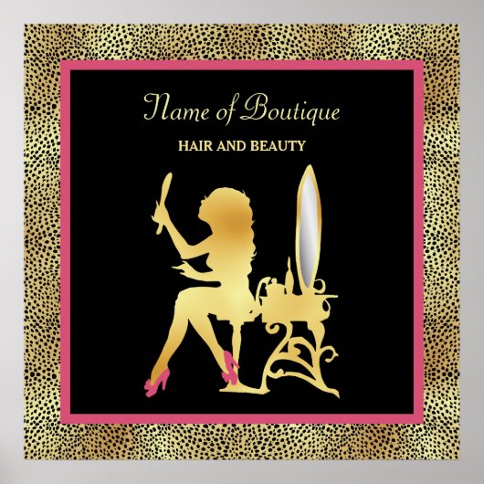 Roze Gold Cheetah print Beauty Boutique Sign (Voorkant)