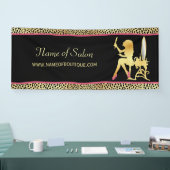 Roze Gold Cheetah print Beauty Boutique Sign Spandoek (Beurs)