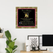 Roze Gold Cheetah Print Boutique Information Sign (Thuiskantoor)