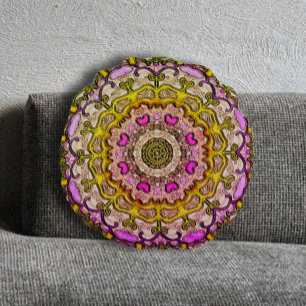 Roze Gold Classic en Traditional Round Pillow Rond Kussen