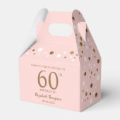 Roze Gold Confetti 60e verjaardag Aangepast Bedankdoosjes (Voorkant Zijde)