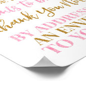 Roze Gold Confetti Adres en Envelope Baby shower Poster (Hoek)