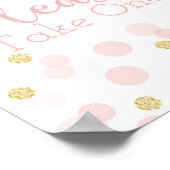 Roze Gold Confetti Baby shower Neem één teken Poster (Hoek)