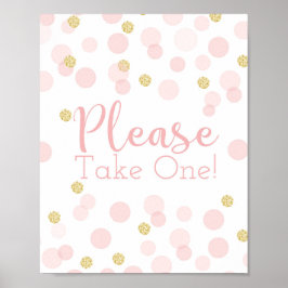 Roze Gold Confetti Baby shower Neem één teken Poster