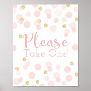 Roze Gold Confetti Baby shower Neem één teken Poster