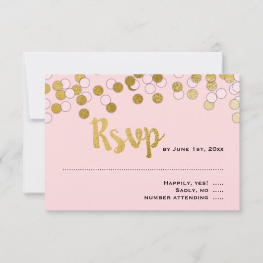 Roze | Gold Confetti Bat Mitzvah RSVP-respons RSVP Kaartje (Voorkant)
