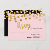 Roze | Gold Confetti Bat Mitzvah RSVP-respons RSVP Kaartje (Voorkant / Achterkant)