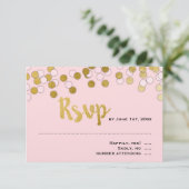 Roze | Gold Confetti Bat Mitzvah RSVP-respons RSVP Kaartje (Staand voorkant)