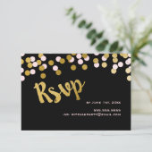 Roze | Gold Confetti Bat Mitzvah RSVP-respons RSVP Kaartje (Staand voorkant)