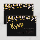 Roze | Gold Confetti Bat Mitzvah RSVP-respons RSVP Kaartje (Voorkant / Achterkant)