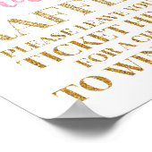 Roze Gold Confetti Diaper Raffle Baby shower Sign. Poster (Hoek)