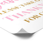 Roze Gold Confetti Favors Baby shower Sign Poster (Hoek)
