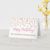 Roze Gold Confetti kleindochter Birthday Kaart (Gele Bloem)
