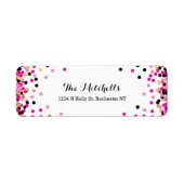 Roze + Gold Confetti Party Return Address Labels (Voorkant)