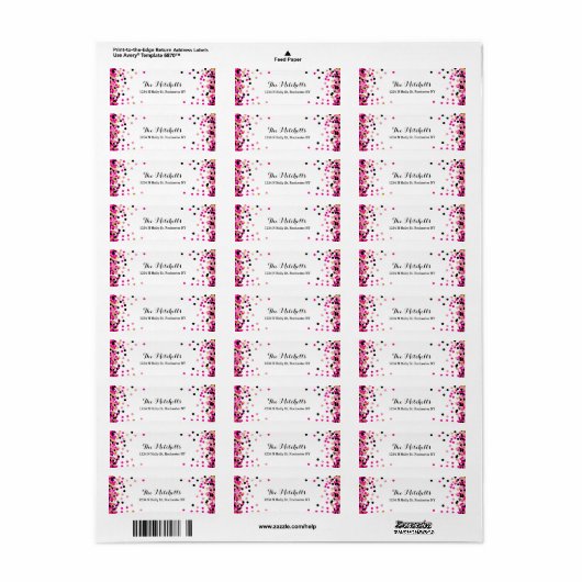 Roze + Gold Confetti Party Return Address Labels (Full Sheet)