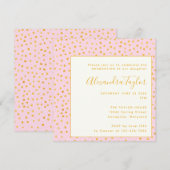 Roze Gold Confetti Polka Dots Graduparty Kaart (Voorkant / Achterkant)