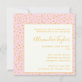 Roze Gold Confetti Polka Dots Graduparty Kaart (Voorkant)