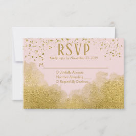 Roze Gold Confetti RSVP Weddenschap Reactie