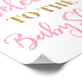 Roze Gold Confetti Welkom bij de Baby shower Poster (Hoek)