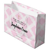 Roze Gold Cross - op maat gemaakt babymeisje Groot Cadeauzakje (Voorkant Gekanteld)
