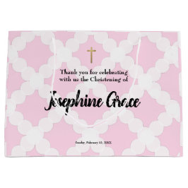 Roze Gold Cross - op maat gesneden babymeisje Chri Groot Cadeauzakje