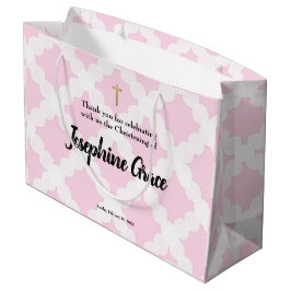 Roze Gold Cross - op maat gesneden babymeisje Chri Groot Cadeauzakje