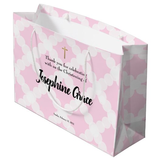 Roze Gold Cross - op maat gesneden babymeisje Chri Groot Cadeauzakje